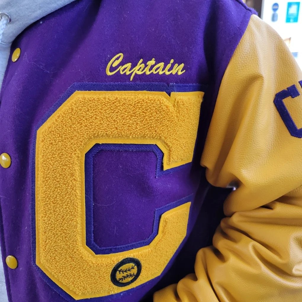 Varsity jacket with Captain patch